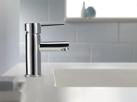Modern Brushed Nickel Single Hole Bathroom Faucet With Single Handle And Drain Assembly Included, Easy Install Fits 4 Inch 3 Hole Config