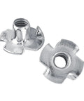 Four Pronged T Nuts For Woodworking And Furniture Making Carbon Steel With Zinc Plating Secure Threaded Socket For Wood And Chipboard M5 Pack Of 50 Pieces Heavy Duty Fasteners For DIY Projects