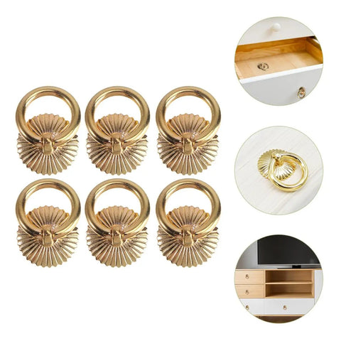 Dope Gold Cabinet Ring Pulls Set Of 6 For Dresser Drawers Wardrobes And Kitchen Cabinets Vintage European Style 29mm Round Handles