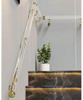 Crystal Clear Acrylic Stair Handrail Built Like A Tank With Corrosion Resistant Brackets For Quick Wall Mounting and Serious Non Slip Grip Making Access Dead Simple Every Day on modern staircase.