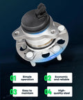 Rear Wheel Bearing Hub Assembly 512635 With ABS 5 Lugs Fits Hyundai Elantra 2017 2020 Hyundai Ioniq 2017 2022 Kia Niro 2017 2021 Drop In Replacement With OE Quality Durable Rear Position, showcasing top view with ABS sensor and mounting features, high-quality steel construction.