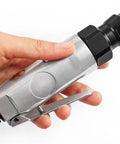 Close-up of Compact 90 Degree Air Ratchet Wrench Featuring 1 4 And 3 8 Square Drives, lightweight aluminum build, easy grip.