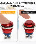 16mm 5/8 Inch Momentary Push Button Switch 1NO SPST Waterproof Aluminum Shell Red Self Reset Push To Start in use