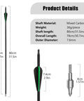 30 Inch Carbon Arrows 7 Pack With Removable Tips For Compound And Recurve Bows, 100 Grain Rotatable Broadheads, product details