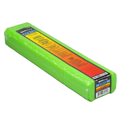 Green package of 7018 Welding Rod 3/32-Inch 5-Pound All Position Low Hydrogen Shielded Metal Arc, side view with label visible.