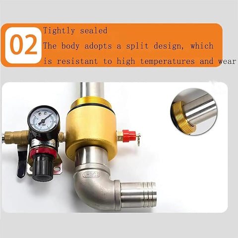 High-Flow Air Operated Drum Pump With Stainless Steel Construction For Efficient Diesel, Hydraulic Oil And Water Transfer Includes Pressure Gauge And Safety Valve 130L Min Speed