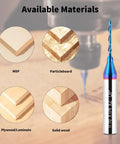 Amazon EANOSIC upcut spiral router bit, 1/4 in shank, 1/16 in cutting diameter, blue nano-coated for wood
