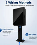 Built Like A Tank Outdoor EV Charger Enclosure With Sturdy Pedestal Stand and Combination Lock showing flexible wiring methods.