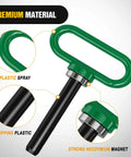 Five Eighths Inch Beefed Up Heavy Duty Neodymium Magnetic Trailer Hitch Pin In Green with plastic spray and strong magnet.