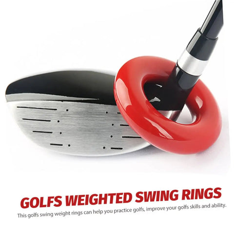 Two Pack Golfing Weighted Rings Training Tools Golf Gear with red ring on a clubhead for enhanced swing mechanics