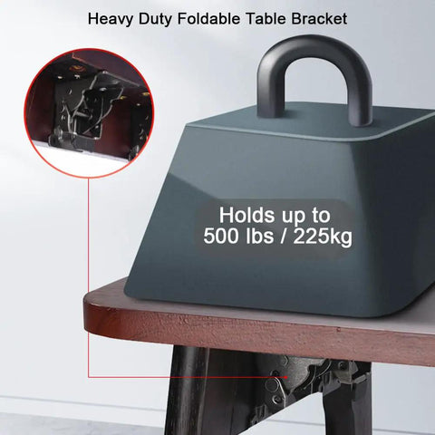 Heavy Duty Four Piece Folding Brackets For Table And Bed Legs With Self Lock Hinge Hardware Premium Galvanized Finish with 500 lbs capacity