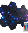 Top Shelf 12 Pack Self Adhesive Sound Proof Foam Wall Panels For Crisper Audio And Echo Free Vibes Easy Peel Stick Acoustic Tiles on wall with colorful lights.