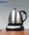 1L Digital Variable Temperature Gooseneck Kettle For Coffee And Tea With Precise Pour Control 6 Presets 1200 Watt LED Display Stainless Steel