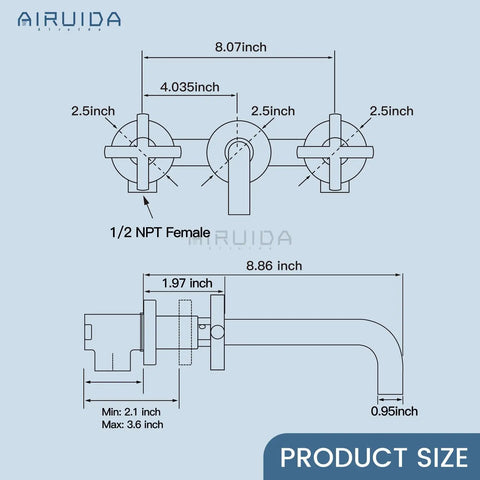 Solid Brass Widespread Wall Mount Bathroom Faucet With 360 Degree Swivel Spout Matte Black Finish Double Cross Handles Rough In Valve wall-mounted lavatory sink mixer tap dimensions