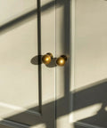 Antique Brass Cabinet Knobs Set of 2 for Cabinets and Drawers Vintage Retro Dope Hardware Handles on white cupboard doors