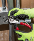 Electrician using Pro Grade Dipped Plier Kit With Diagonal Cutting Needle Nose Side Cutting High Leverage Linesman Pliers Cutter And Crimper Five Piece Made In USA For Electricians And DIY Pros