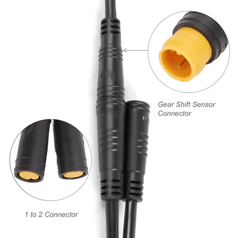 Gear Sensor Cable With 1T2 Brake Splitter For Bafang Mid Mount Motor showing connectors and rubber material