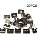 Solar Panel Grounding Nuts Drop-In Style For T Slot Aluminum Extrusion Profiles With 8Mm Groove Heavy Duty Carbon Steel Fasteners Perfect Fit For 30 Series And 40 Series PV System Installation Kits Including 20 Pieces Made To Hold Up Strong - close up of 20 carbon steel grounding nuts.
