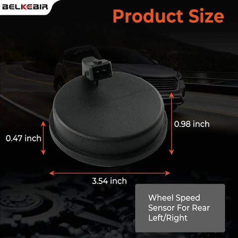 Two Pack Rear Abs Wheel Speed Sensors Left And Right Side Straight Up Reliable Plug And Play Swap For Hyundai Santa Fe Veracruz Kia Sedona Sorento, showing dimensions and design.
