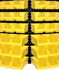 36 Pack Pegboard Bin Kit With 18 Medium And 18 Large Yellow Bins for garage workshop organization mounted on pegboard
