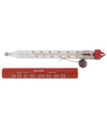 Classic Line Candy And Deep Fry Thermometer with red sleeve, Easy Read Blue Spirit Adjustable Clip for Secure Pan Sides, Pro Grade Gauge