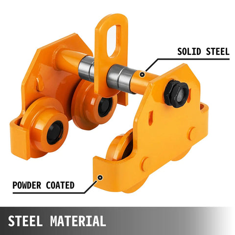 3 Ton Beefy Heavy Duty Manual Trolley Crane Lift For I Beam Push Track Roller Trolley With Dual Wheels Adjustable Beam