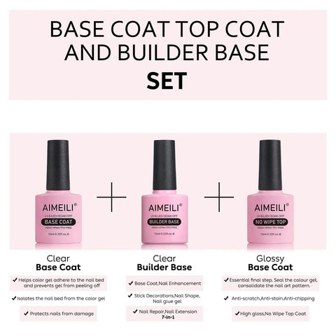 Builder Gel Nail Kit Dope With Base Coat And No Wipe Top Coat 3 Pack 10ml Each Hema Free Vegan Cruelty Free Soak Off UV LED Gel