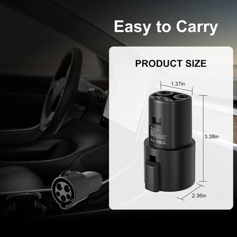J1772 To Tesla Charger Adapter Is The Real Deal For Model 3 Y X S in car detailing size 1.37in x 2.36in x 3.38in for easy carry.