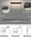 Dimensions and features of Zihoi Modern Ceiling Pendant Light,31.5in LED Black Linear Ceiling Chandelier Light.