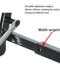 Close-up of Lift Top Coffee Table Mechanism with Hinge Spring and Pneumatic Assist, width adjustable from 18.3 to 32 inches.