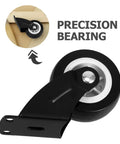 4 Pack Heavy Duty Side Mount Caster Set Built Tough Silent Glide Sliding Door Hardware For Barn Doors Wardrobes Cabinet Plant Stand Trolley Replacement Rail Roller Kit detailed view of black caster with precision bearing.