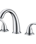Two Handle Widespread Roman Tub Faucet With Valve Chrome Finish High Flow 12.16 GPM At 60 PSI for fast tub fill seen from front