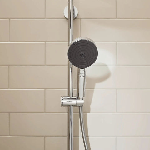 Pulsify S 24 Inch Wall Bar Shower System With 3 Jet Types PowderRain, 2.5 GPM Handheld Shower Head on chrome slide bar