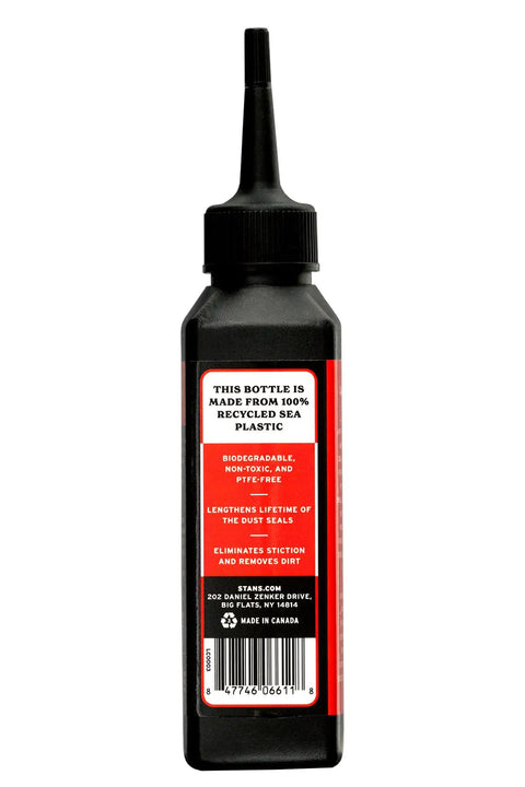 Biobased Fork Suspension Boost For Smoother Ride And Longer Seal Life, PTFE Free, Non Toxic, Biodegradable Formula That Eliminates Stiction And Removes Dirt, USDA Certified Biobased, Recycled Sea Plastic Bottle, Made In Canada
