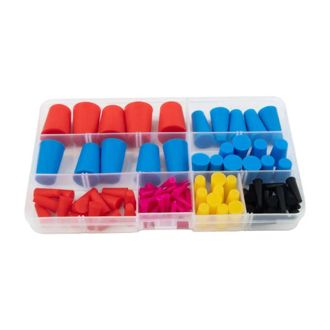Hot Shot Silicone Rubber Tapered Plugs 105Pcs High Temp Masking Kit For Powder Coating Auto Body Work Durable Cone Assortment Tools in case