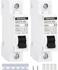 Two Pack AC DC Miniature Circuit Breakers Single Pole 25 Amp For 12 24 48 400V DC And 90 480V AC Systems Non Polarized Solar Disconnect Switch On DIN Rail Mount RV Battery Isolator PV Array MCB With Thermal Magnetic Trip