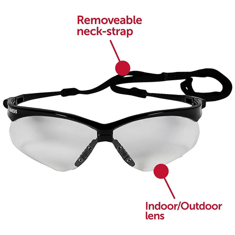 V30 Nemesis Indoor Outdoor Lens Safety Eyewear With Scratch Resistant Polycarbonate Lenses, removable neck-strap