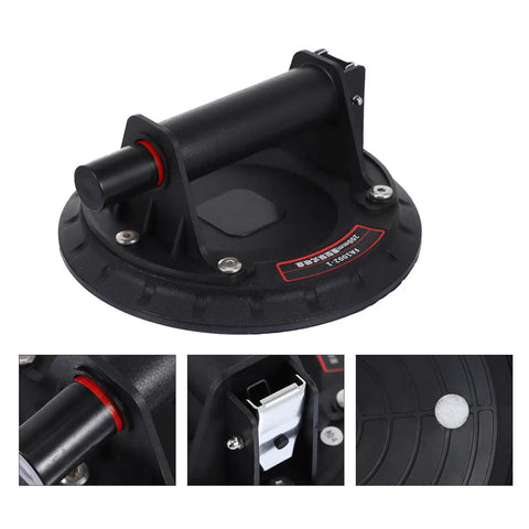 Heavy Duty Glass Suction Cup With Handle for Lifting Sheets, Windshields and Appliances features ergonomic nylon rubber handle