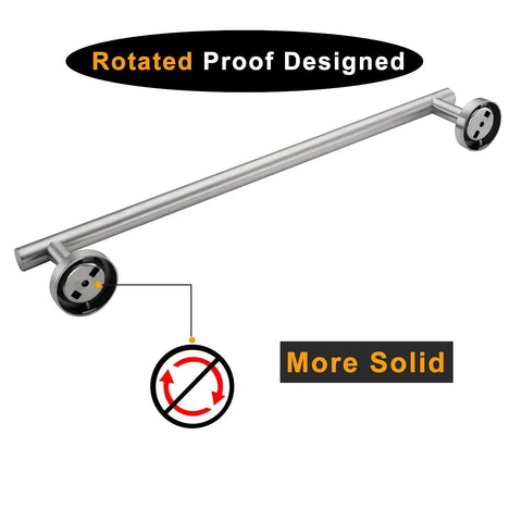 Rotated proof design of brushed nickel 24 inch towel bar wall mounted rack made from SUS304 stainless steel no fade fingerprint resistant