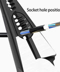 Pro Grade Wire Stripping Tool With Built-In Electricity Tester showing socket hole position with wire in place