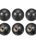 6Pcs M8 Threaded Ball Knobs With Copper Insert, 1.18 Inch Black Thermoset Ball Handles For Machine Tools, Phenolic Construction