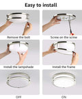 Installation steps for Brushed Chrome 14 Inch Flush Mount LED Ceiling Light With Adjustable 3000K 4000K 5000K Color Temperature, 22W