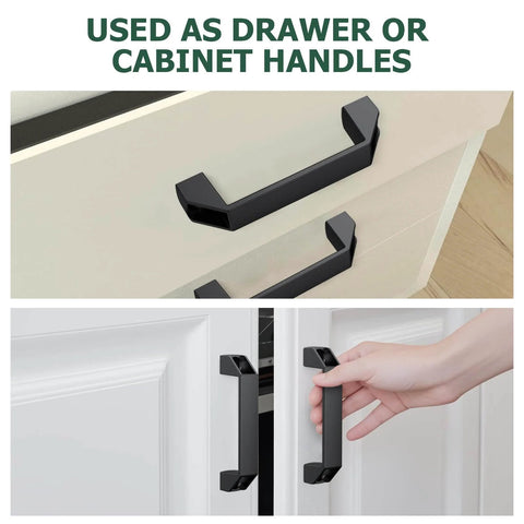 4 Pack 3030 Aluminum Handle Set With 120mm Hole Distance And Rectangular Industrial Pull Handles For 30 Series European Standard Aluminum Extrusion Profiles Black Finish Includes 8 T Groove Nuts 8 M6 Screws 8 Nuts 8 Washers And 5mm Wrench installed on cabinet and drawer