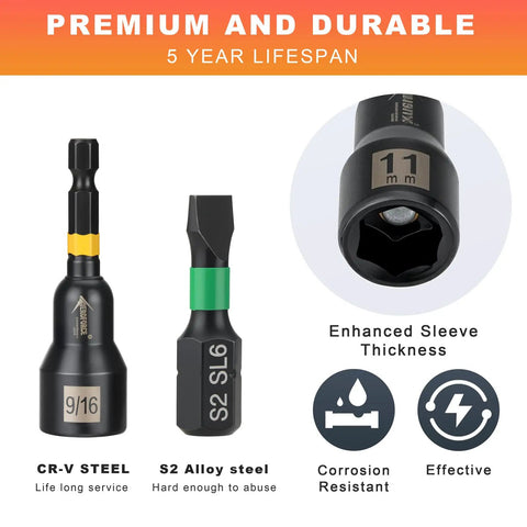 Beast 41-Piece Magnetic Nut Driver Set With Impact Bits For Quick Work, featuring CR-V steel and S2 alloy steel bits