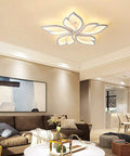 Dope Modern Leaf Ceiling Light 60W Dimmable LED With Remote Control 23.6 Inch Acrylic Flush Mount Chandelier in living room