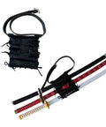 3 Sword Holder Belt Bag For Katana And Ninja Swords Adjustable Leather Holster with strap and three swords displayed