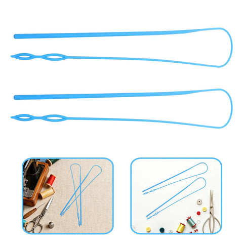 Five Pack Flexible Blue Plastic Drawstring Threader Tools Set For Pants Waistbands Elastic Cords Jackets And Crafting Portable Universal Threading Tool For On The Go DIY Repairs And Travel, blue plastic