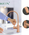 One Handle Black And Rose Gold Drinking Water Filter Faucet Purifier For Cold Water Only Copper Construction With Solid Brass Body And Drip Free Ceramic Cartridge, Durable Kitchen Tap For Clean Tasting Water