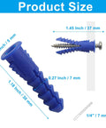 All In One Drywall Anchors And Screws Kit With 100 Blue Plastic Anchors And 201 Stainless Screws size illustration