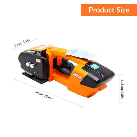 Heavy Duty Rechargeable Electric Strapping Machine Featuring Automatic Tensioner And Fast Hot Melt Sealing, 34cm size.